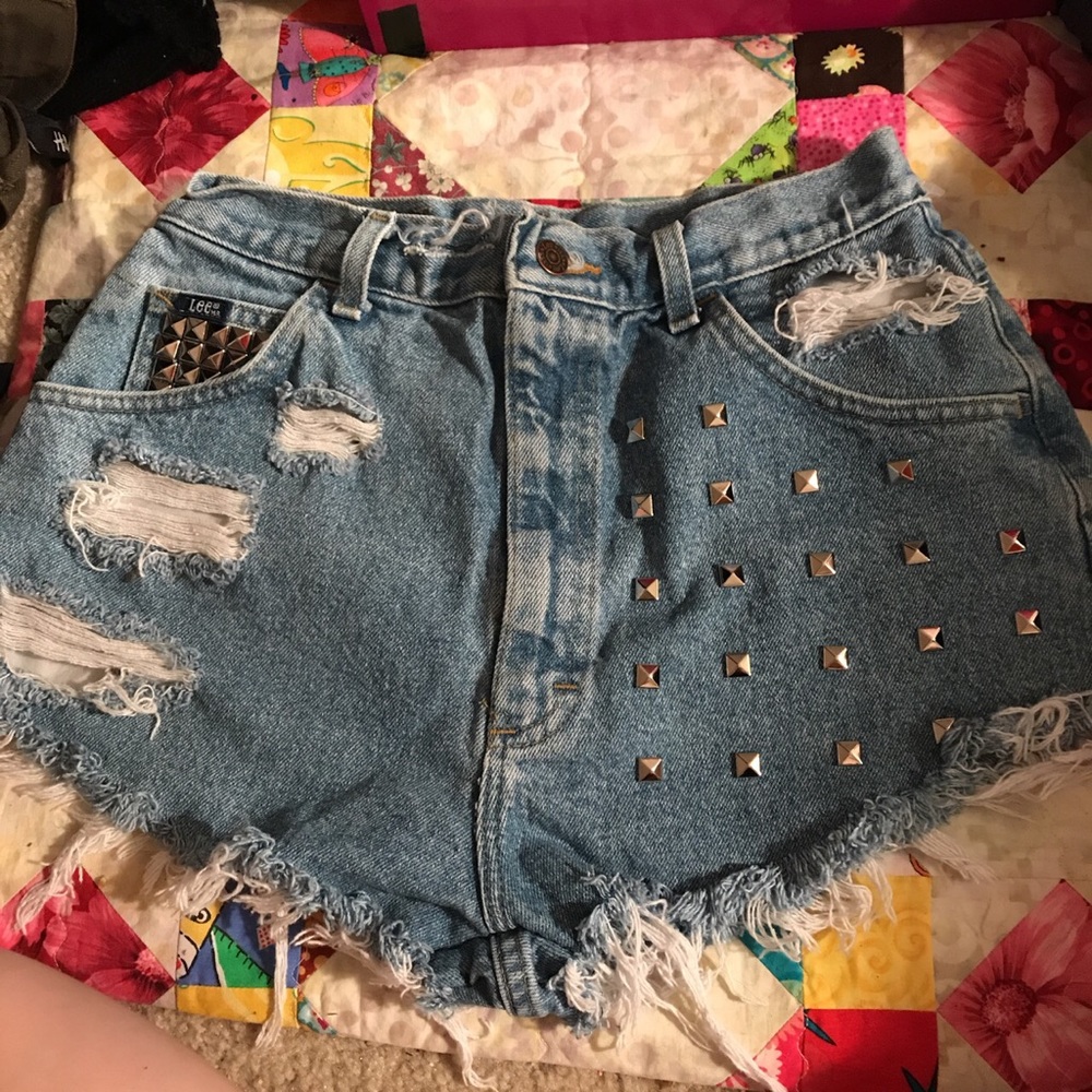 High waisted LEE denim shorts distressed/reworked