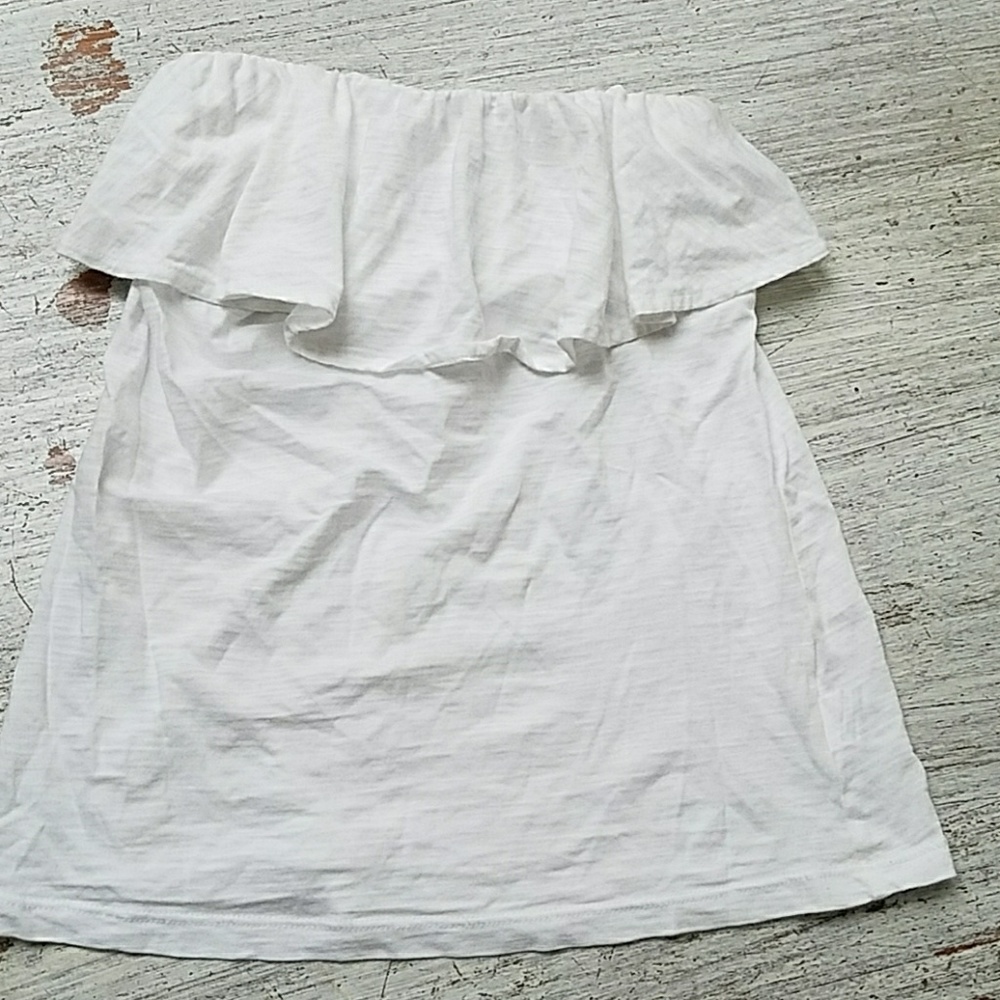 Strapless white lilly pulitzer cotton ruffle top