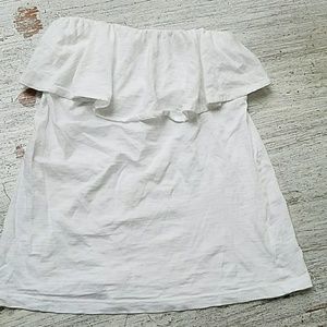 Strapless white lilly pulitzer cotton ruffle top