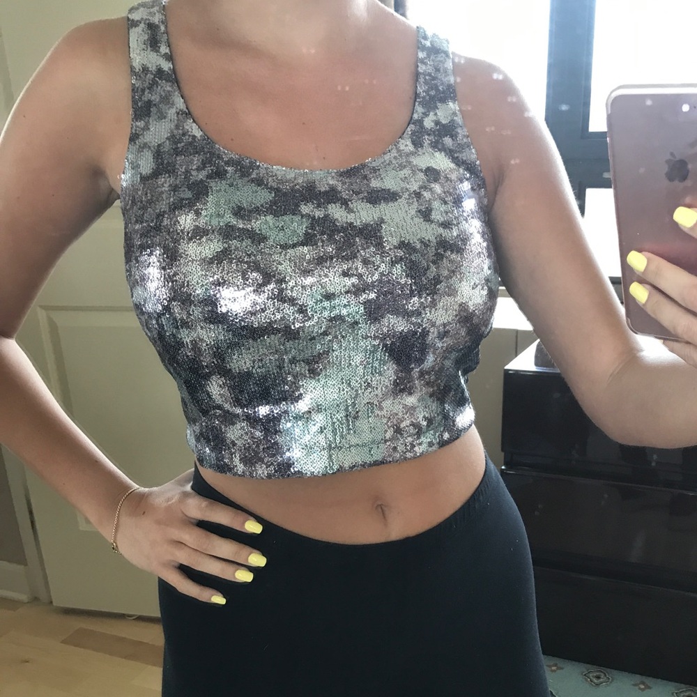 INC Women's Sequin Crop Top size XS