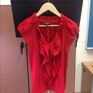 Express red ruffle blouse