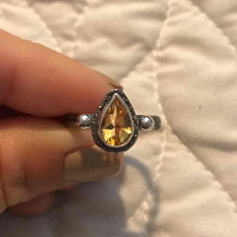 Authentic citrine hand stamped ring ⭐️