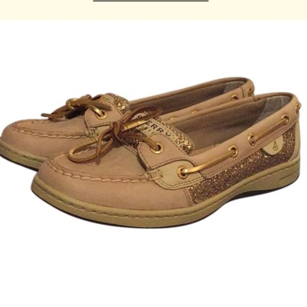 Glitter Sperry Topsider Anglefish Linen/Gold sz 8