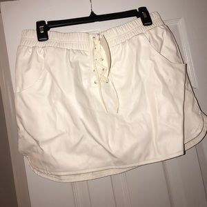 Tobi white faux leather skirt