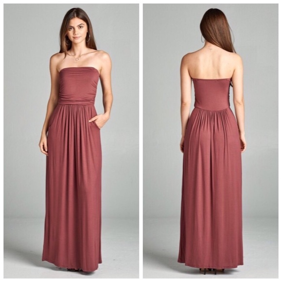 Boutique Dresses & Skirts - ❗️CLEARANCE❗️Red Bean Strapless Maxi Dress S M L