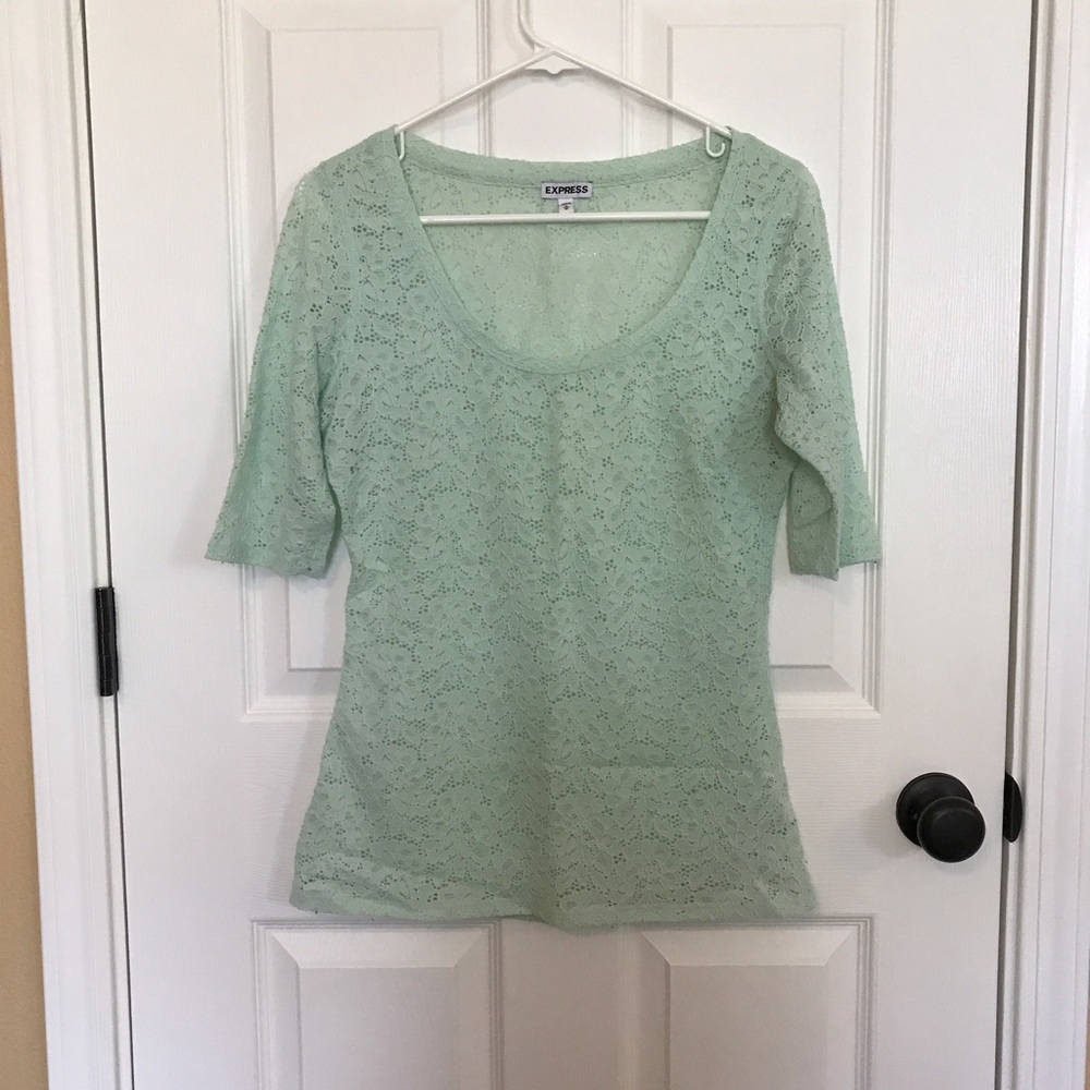 Mint half-sleeve lace Express top - Medium