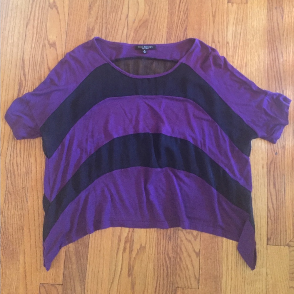 Oversized purple and black mesh top