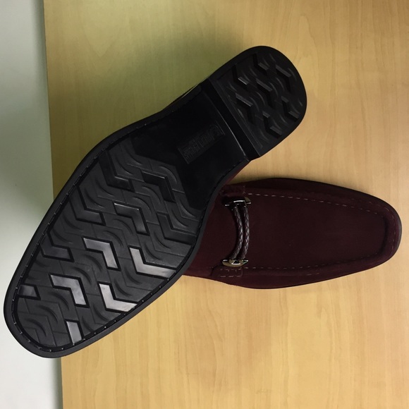 Burgundy suede w/leather braid Loafers