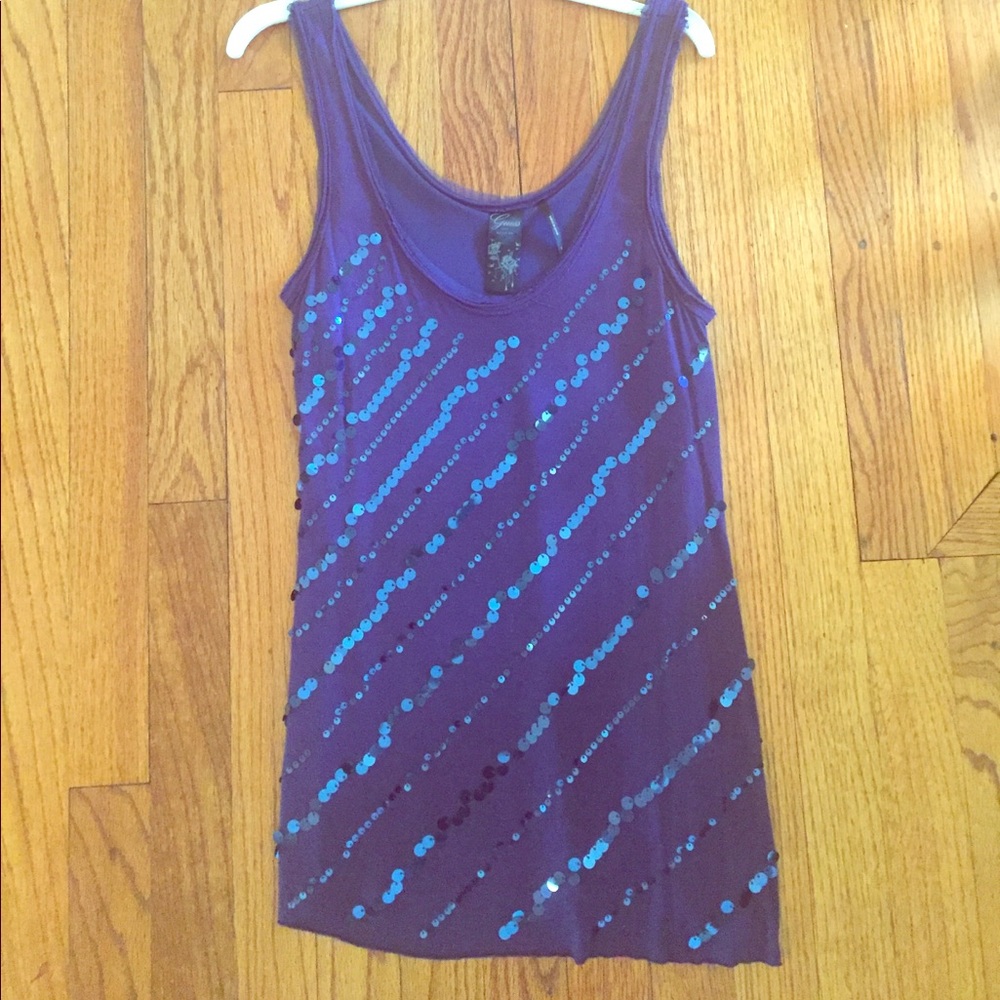Guess blue sparkly tank top