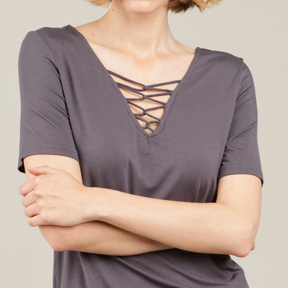 Small Criss Cross V-Neck Tee