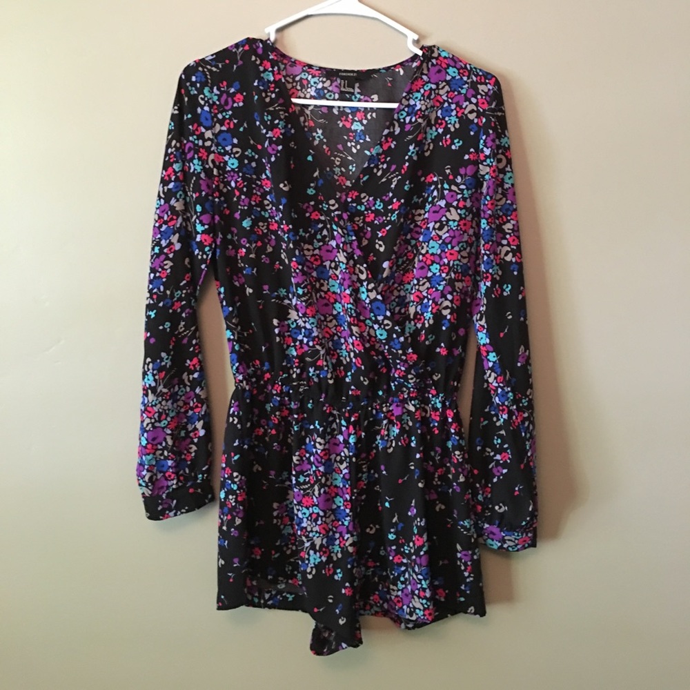 Forever 21 floral long sleeve romper