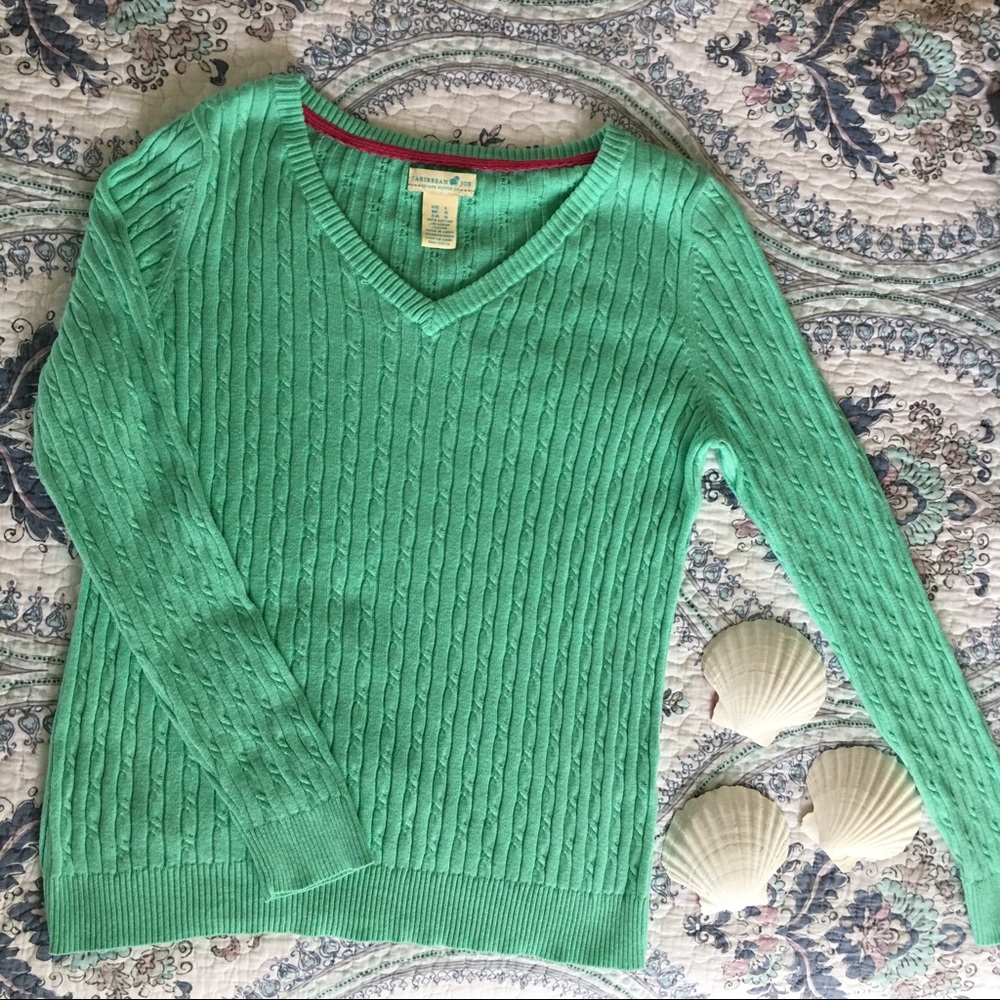 Mint Green Cable Knit Sweater