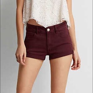 Burgundy High Rise Shorts