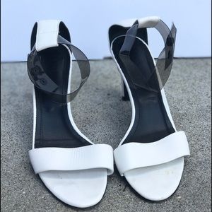 Tibi white short heel sandal with PVC strap