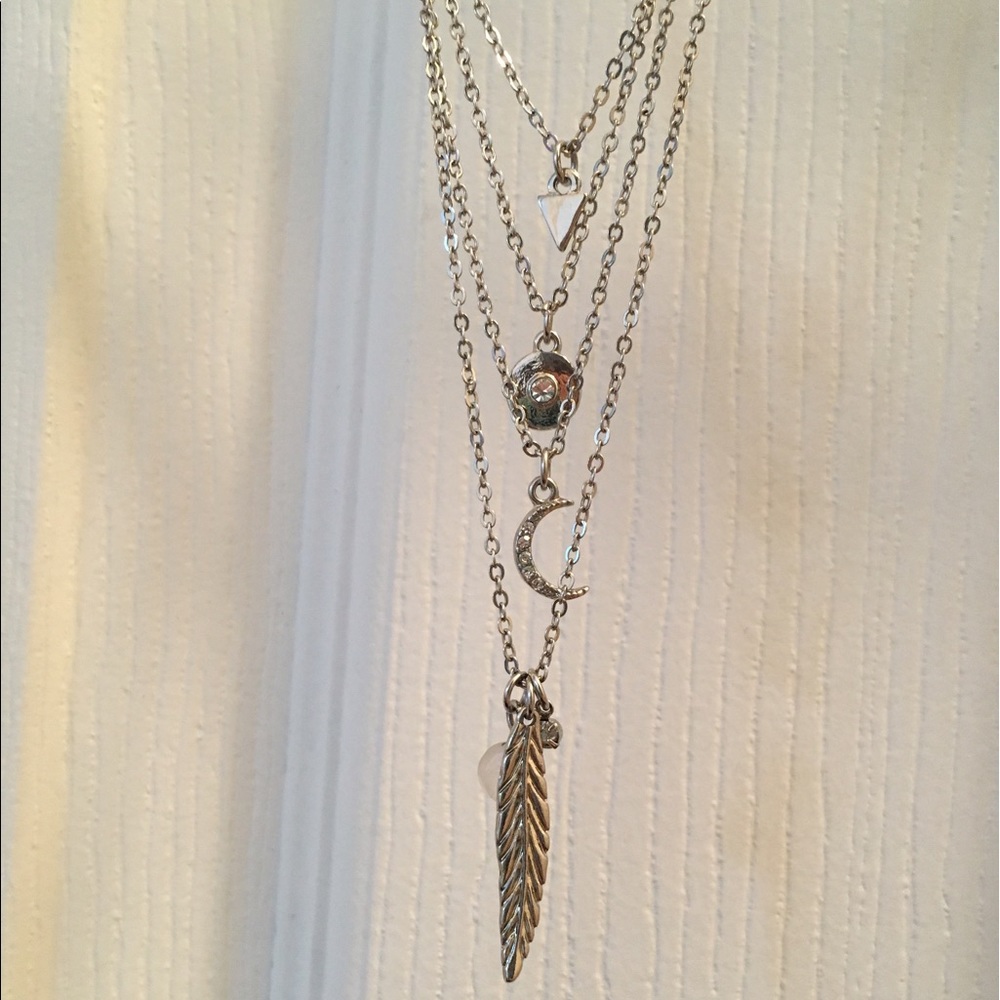 American Eagle layered silver necklace