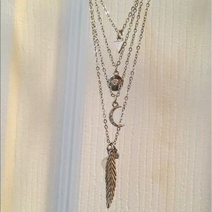 American Eagle layered silver necklace