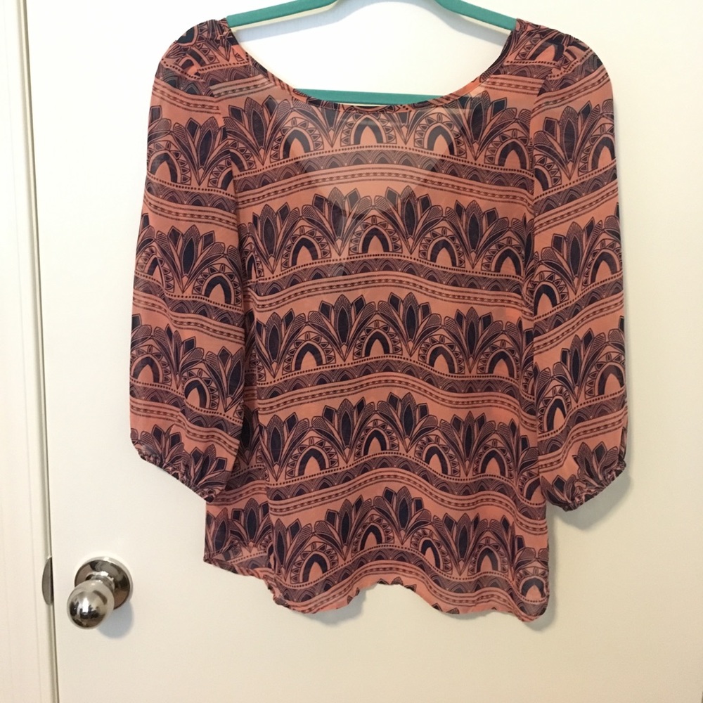 Peach and navy top