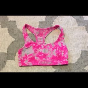 Justice tie dyed pink/white racer back sports bra