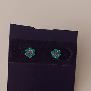 BRAND NEW STERLING SLIVER CRYSTAL TEAL EARRINGS