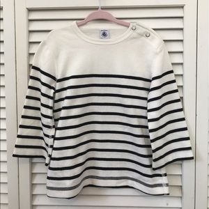 Breton Stripe Three Quarter Sleeve Sweater