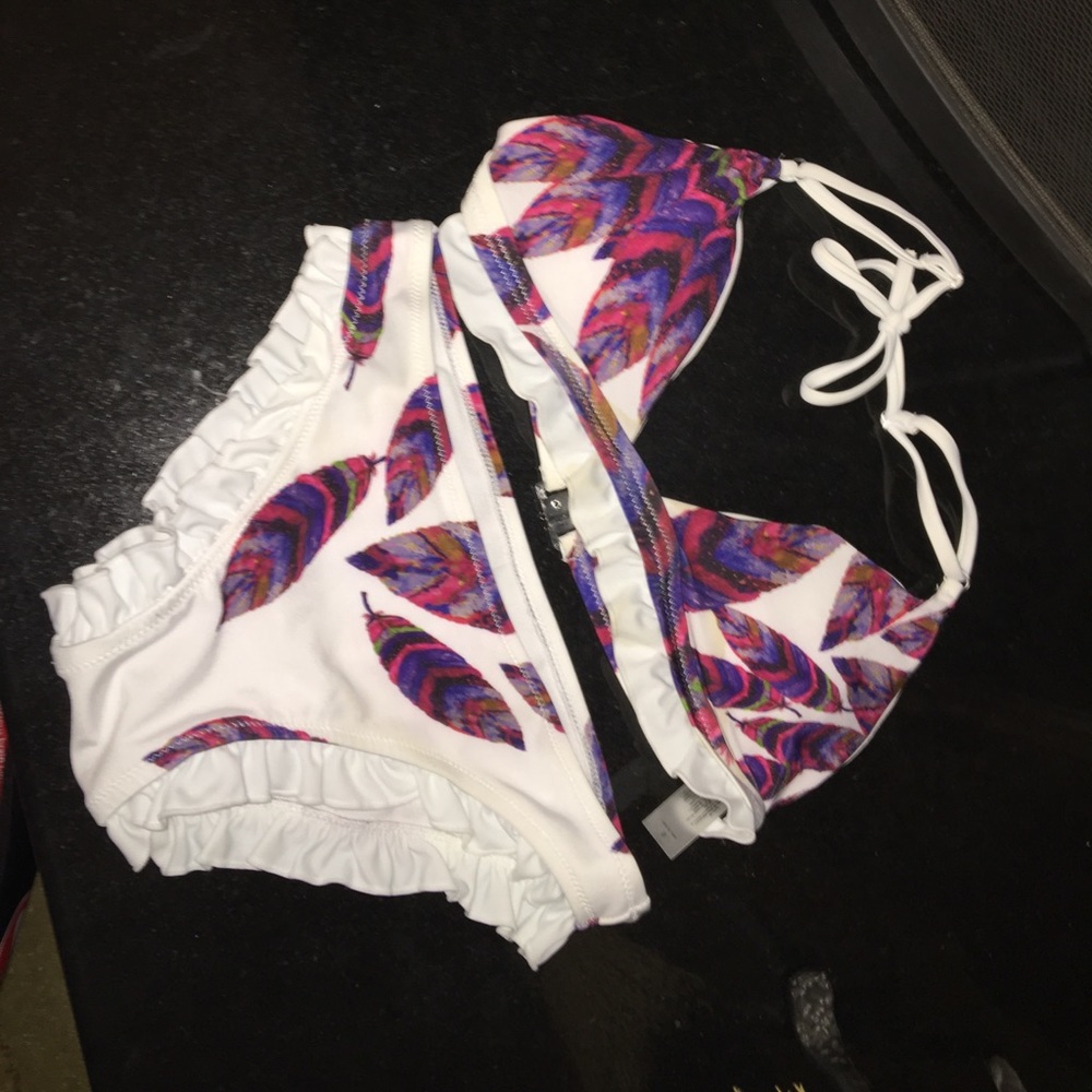 Feather Ruffle Bikini!!! Never worn!!!!!!!!