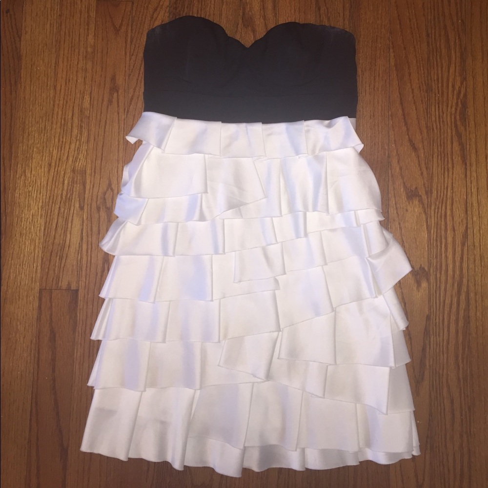 Black and white ruffle dress