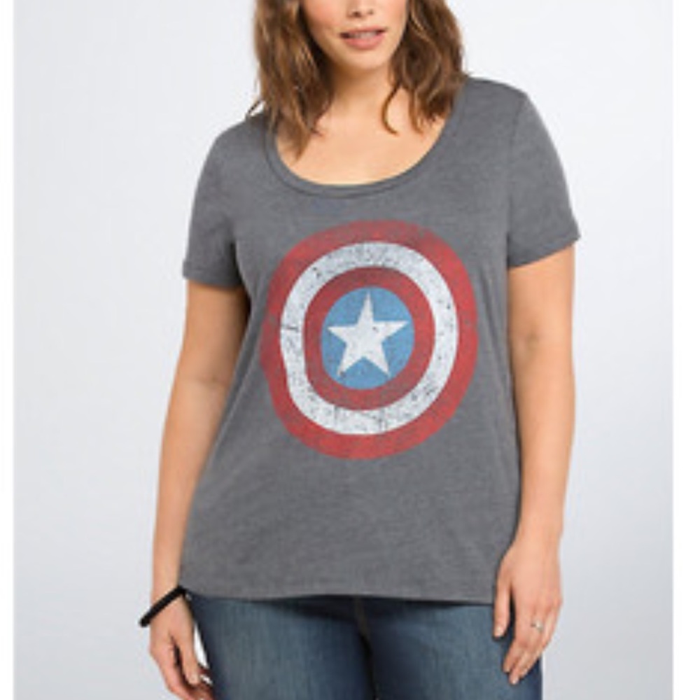 Torrid gray captain American marvel scoop shirt 0