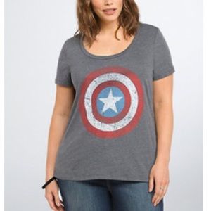 Torrid gray captain American marvel scoop shirt 0