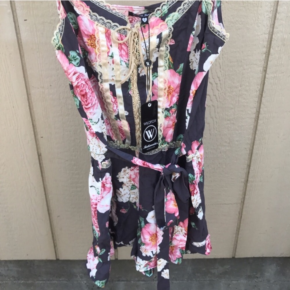 Pre-Vacay SALE | WILDFOX Floral Lace Satin Romper - Picture 1 of 5