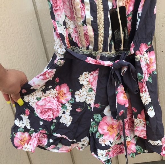 Pre-Vacay SALE | WILDFOX Floral Lace Satin Romper - Picture 5 of 5