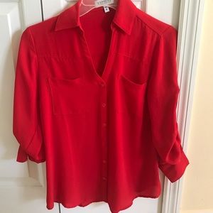 Red express portofino button down blouse