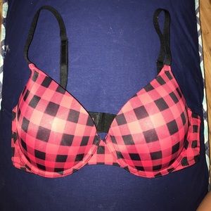 Buffalo plaid pink push up everywhere bra