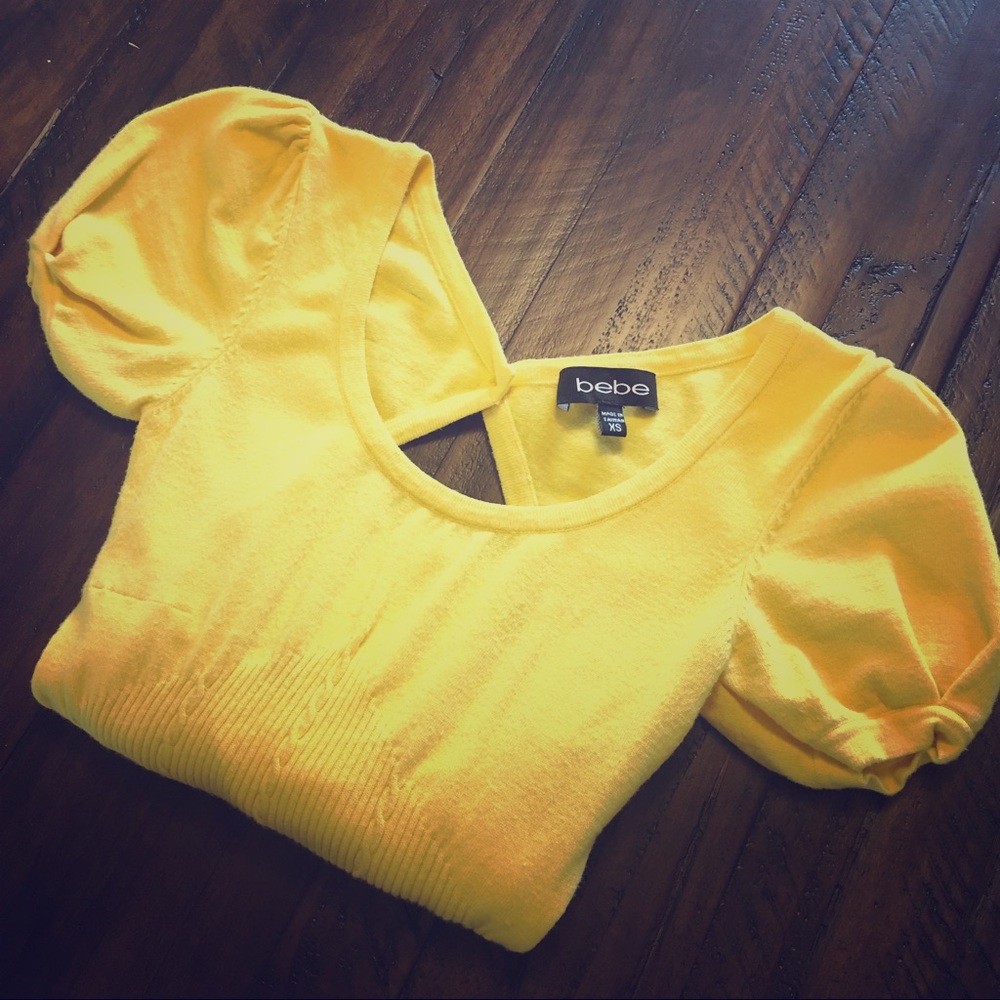 BEBE open back short sleeved sweater