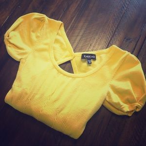 BEBE open back short sleeved sweater