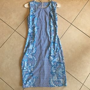 J. McLaughlin blue and white Sophia dress
