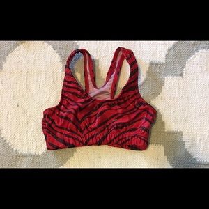 Pizzazz Sports Bra in Red and Black Zebra