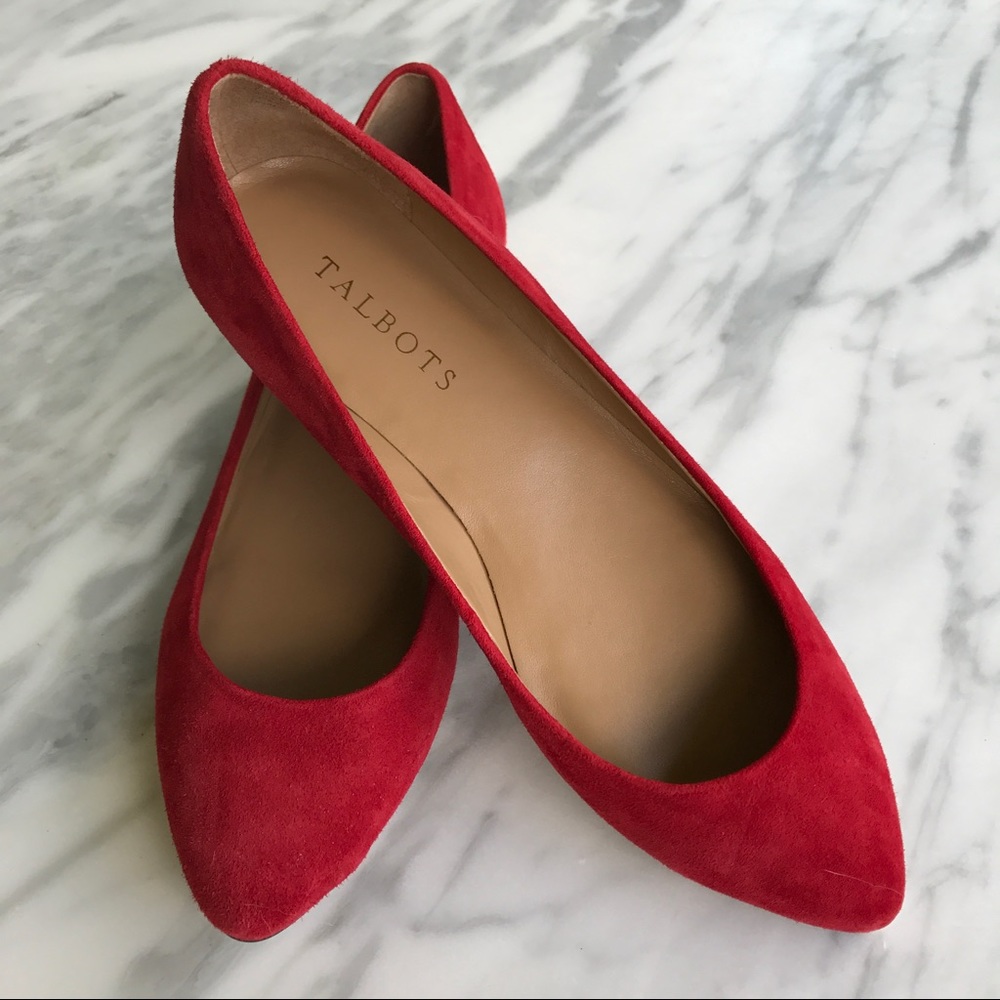 Talbots red suede skimmer flats, 7.5