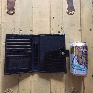 NEW VEGAN LEATHER FAUX CROC BLACK PASSPORT HOLDER