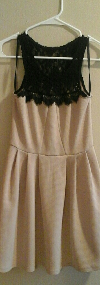 Cream with black lace dress