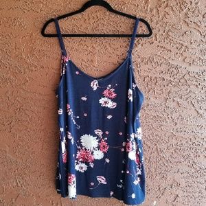 Floral Print Crochet Trim Swing Cami