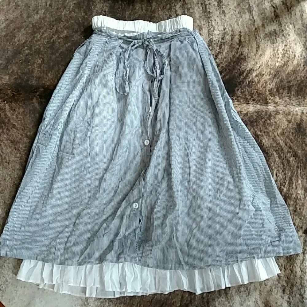 Midi/Maxi Navy Pinstripe Skirt Summer Spring Trend
