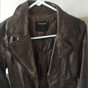 Zara brown faux leather jacket