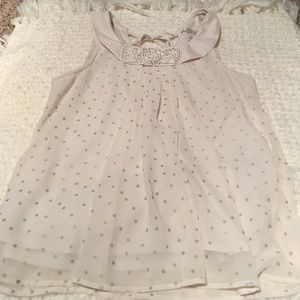 LC Lauren Conrad Cream Polka Dot Sleeveless Blouse