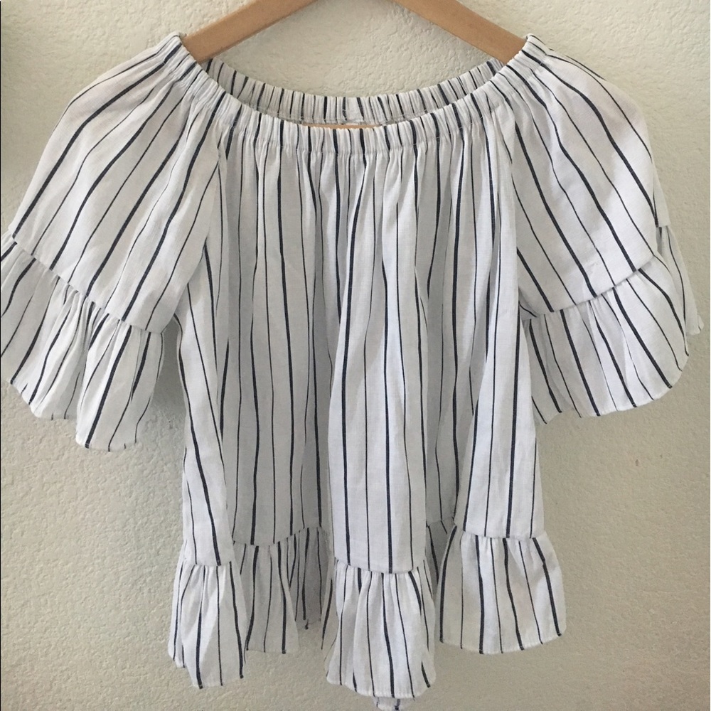 Striped off the shoulder top