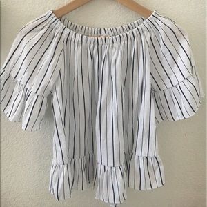 Striped off the shoulder top