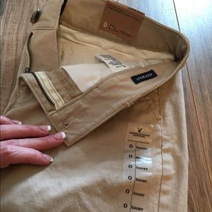 Khaki American Eagle kick boot pants, size 0 SHORT