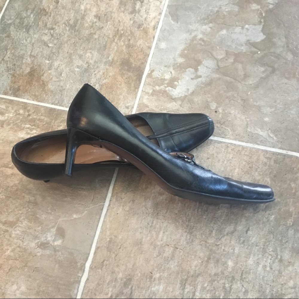 Black Italian leather heels