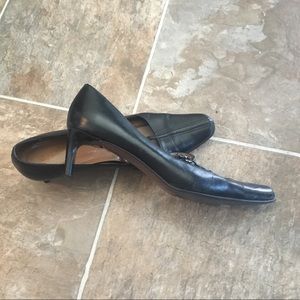 Black Italian leather heels