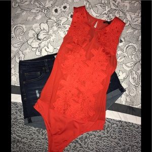 Sheer Appliquéd Bodysuit