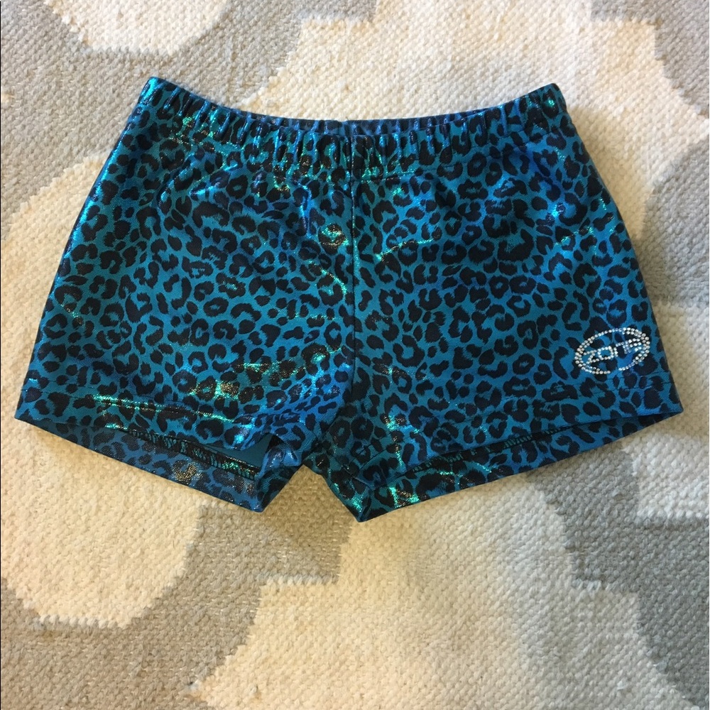 Zone cheer/dance shorts sparkly blue/blk leopard